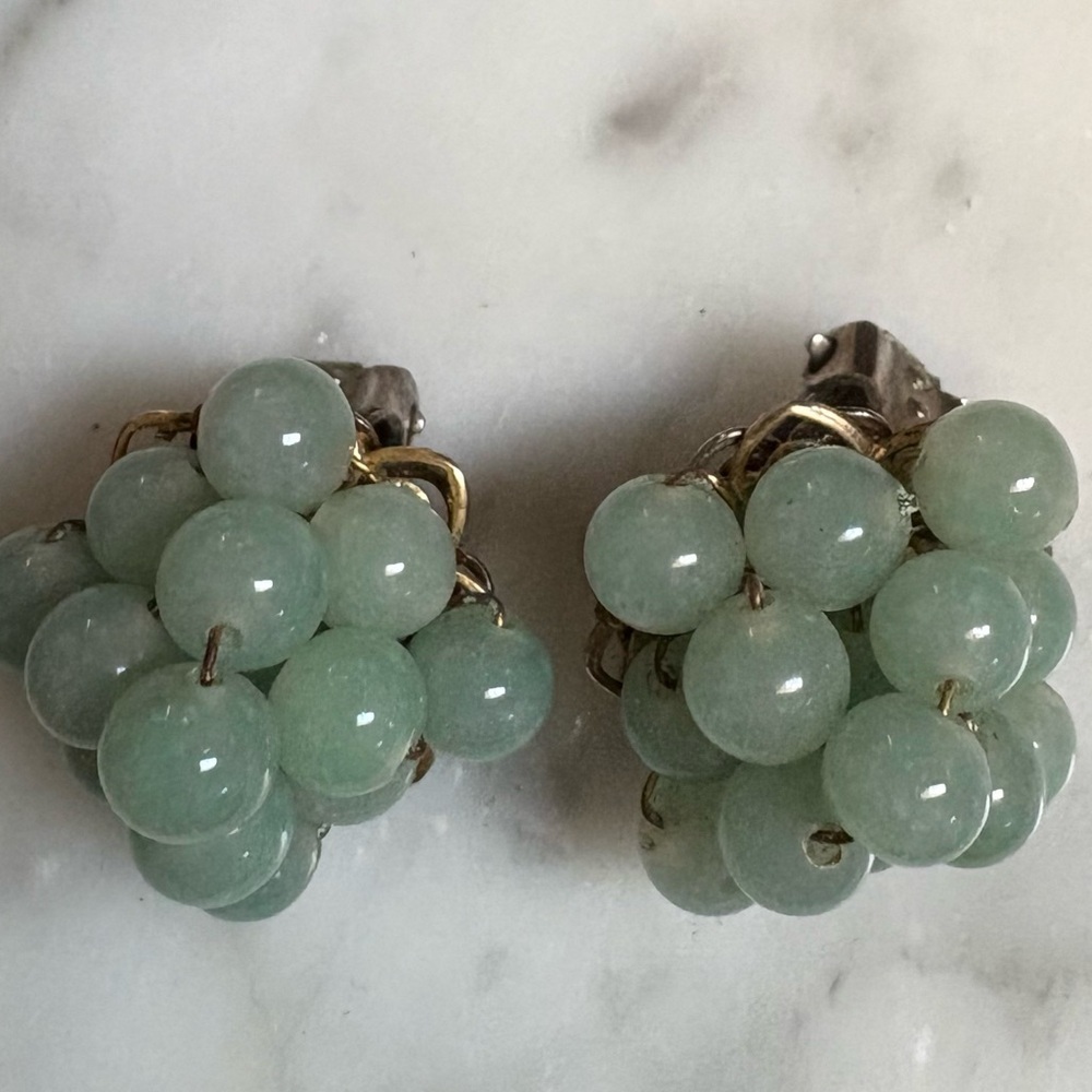 Vintage Green Cluster Earrings - Picture 5 of 16